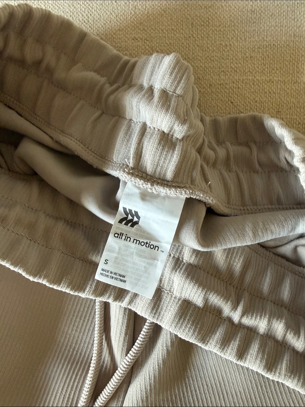 all in motion Light Gray/taupe Ribbed Drawstring Athletic Shorts - Picture 2 of 3